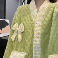 thumbnail image 5 of Pijama de vellón coral para mujer, otoño e invierno, forro polar grueso, estilo cortavientos, ropa de casa que se puede usar al aire libre, 5 of 5