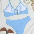 thumbnail image 3 of WREESH Womens High Cut Bikini Sets Split Solid Two-Piece Bikini Swimsuit Beach Bathing Suit Sky Blue, 3 of 6