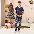 thumbnail image 2 of TFEOQRY Matching Christmas Pajamas for Family Men Christmas Print Casual Short Sleeve Top Pajamas Set Tops+Pants Family Clothes Pajamas Blue（Dad), 2 of 6