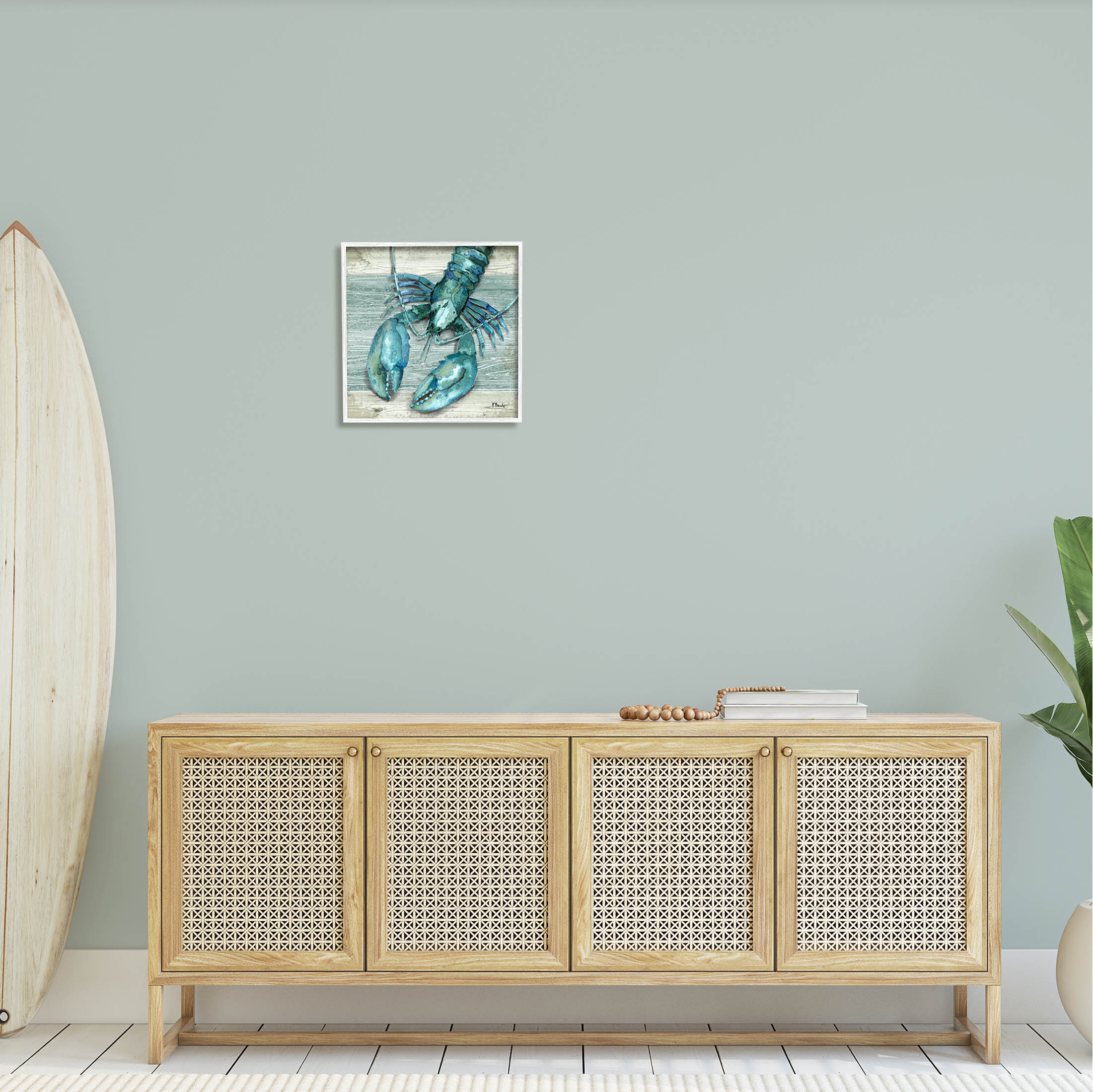 Stupell Industries Northpoint Lobster Rustic Sealife Graphic Art White Framed Art Print Wall Art, Design by Paul Brent