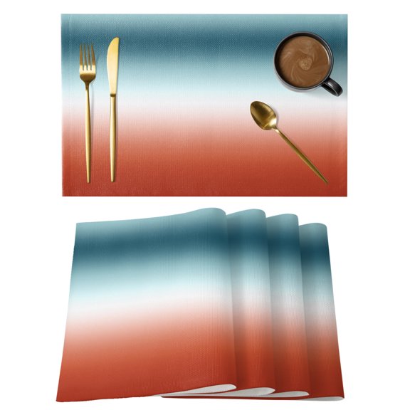 Red Duck Green Ombre Placemats Set of 4 Contemporary Abstract Gradient Place Mats Indoor Wipeable Table Mats Washable Cloth Dining Table Placemats for Kitchen Holiday Party Home Decor 13x19 Inch