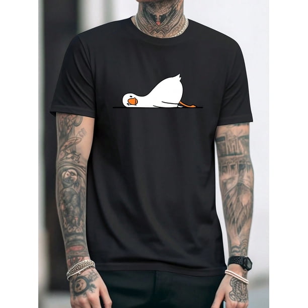Camiseta con estampado de pato de dibujos animados para hombre, camisetas, top
