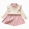 thumbnail image 4 of ZIXKCGDSE Girl Skirt Set Knit Sweater Flower Top and Pleated Skirt Elegant Fall Winter Outfit Size 3-4 Years, 4 of 4