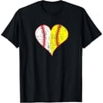 thumbnail image 2 of 100% Cotton Unisex Cute Love Baseball Fast Pitch Softball Heart Baseball Mom T-Shirt, 2 of 5