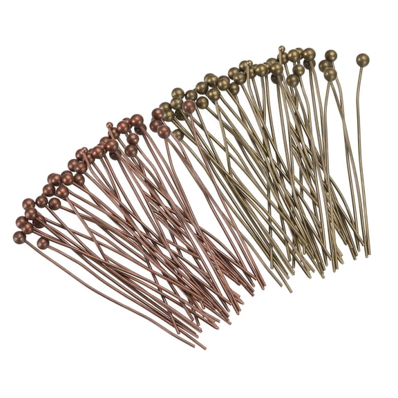 Uxcell 200Pcs Plated Ball Head Pins 24 Gauge 25mm Wire Head Pins Brass Ball Head Pins End Head Pins for Jewelry Making, Bronze and Purple Bronze