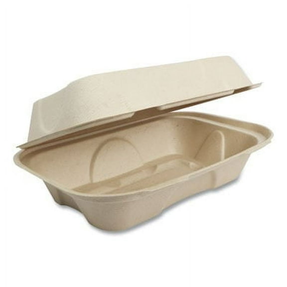 1Pc World Centric Fiber Hinged Hoagie Box Containers, 9 x 6 x 3, Natural, 500/Carton (TOSCUHB)G7