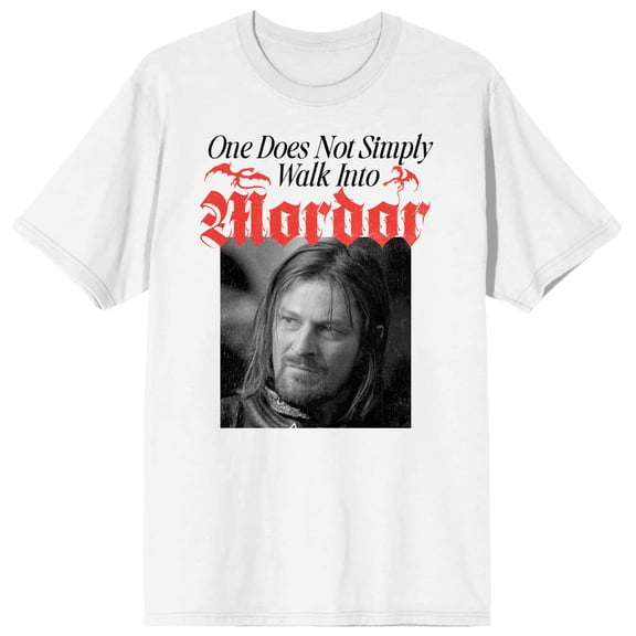 Lord Of The Rings One Does Not Simply Walk Into Mordor Adult White Crew Neck Short Sleeve T-shirt