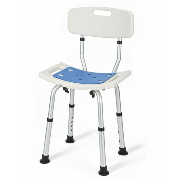 Naipo Adjustable Height Shower Chair with Backrest and EVA Padded, Bathtub Bench Seat Transfer for Disabled, Seniors & Elderly, Tool-Free Assembly