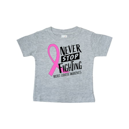 

Inktastic Never Stop Fighting Breast Cancer Awareness Gift Baby Boy or Baby Girl T-Shirt