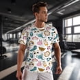 thumbnail image 3 of Wukai Cartoon Animals Print Men's Short-Sleeved Mesh T-Shirt,Quick-Dry Short Sleeve Workout T-Shirt-Small, 3 of 8