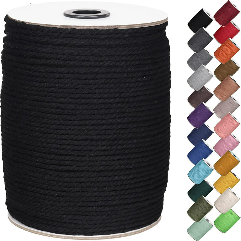 Black Macrame Cord 3mm x 270yards, Colored Macrame Rope, 3 Strand Twisted  Cotton Rope Macrame Yarn, Colorful Cotton Craft Cord for Wall Hanging,  Plant Hangers, Crafts 