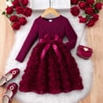 thumbnail image 6 of oqasdz Dresses for Girls Elegant Solid Color with Rose Pattern Floral Design for Daily Wear Birthday Holiday Party Dress, 6 of 7