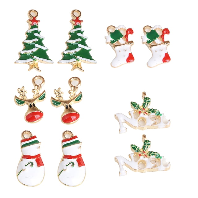 10 Piezas Pendiente de de Navidad Mezclados Resultados de Joyería Sunnimix Encantos de navidad