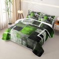 thumbnail image 3 of Erosebridal Lime Square Abstract Bed Spread Queen for Women Men, Brush Stroke Block Queen Coverlet Set, 3pcs, 3 of 7