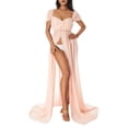 thumbnail image 1 of Wangsaura Maternity Dress for Photography Solid Color Off-Shoulder Chiffon Gown, 1 of 9