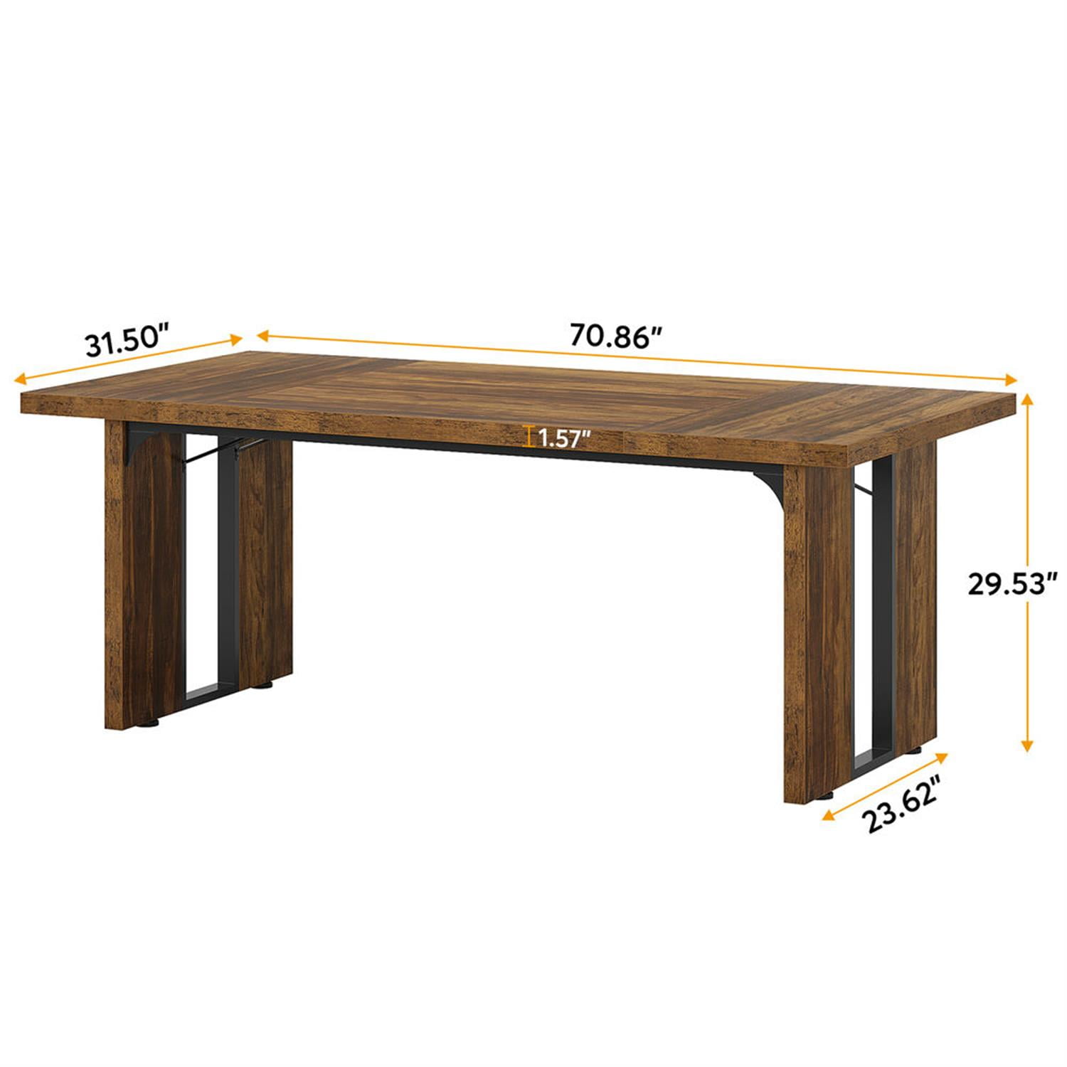 Demi Bonn 70" Executive Computer Desk, Modern Duty Study Writing Gaming Table for Home Office, Rectangle Conference Table, Brown