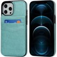thumbnail image 3 of REQO Compatible with iPhone 12 Pro Max Case Wallet with Credit Card Holder, Premium Leather Magnetic Clasp Kickstand Heavy Duty Protective Cover for iPhone 12 Pro Max 6.7 Inch(Mint Green), 3 of 7