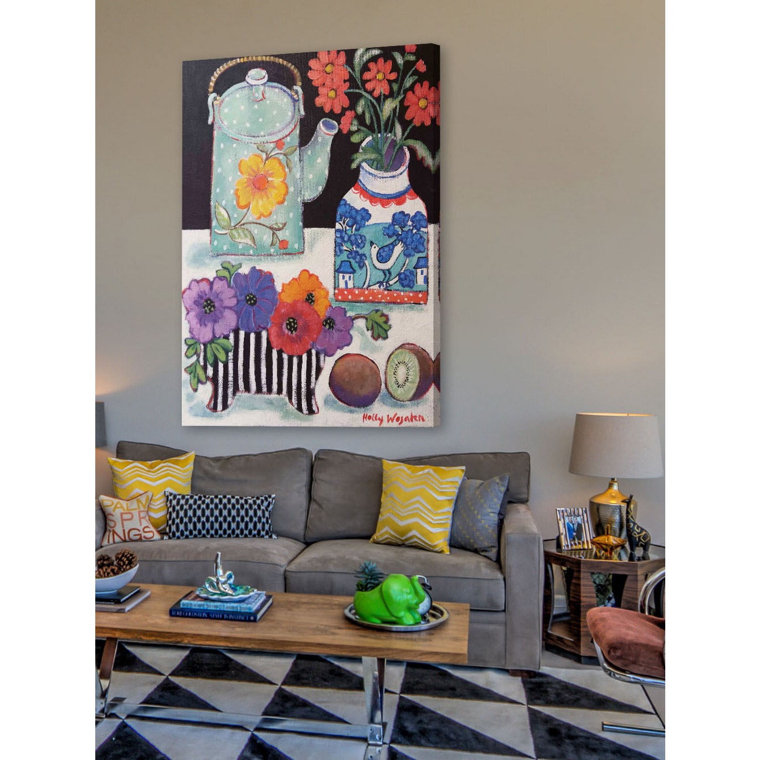 Marmont Hill "Happy Still Life with Kiwi" Painting Print on Canvas