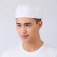 thumbnail image 4 of Strip Grid Print Unisex Beret Hat Chef Catering Cook Baker Waiter Skull Cap, 4 of 5
