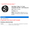 thumbnail image 2 of Steel Wheel - Black, 17 x 7 Inch - Compatible with 2007 - 2010 Pontiac G6 2008 2009, 2 of 2
