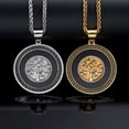 thumbnail image 2 of Fashion Hip Hop Lion Head Crystal Tree of Life Disk Pendant Necklace 14K Yellow Gold Charms jewelry Making Rope Chain For Men, 2 of 6