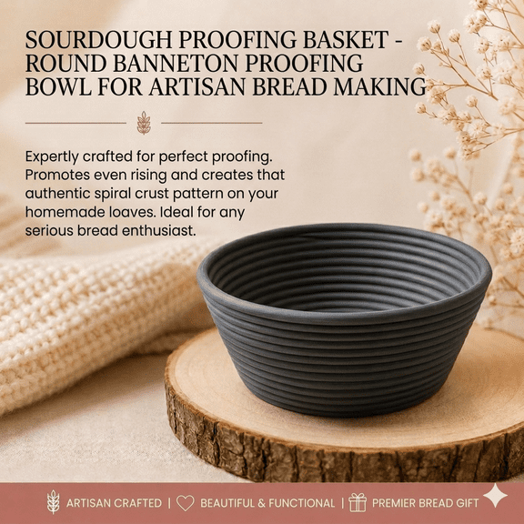 Sourdough Proofing Basket - Round Banneton Proofing Bowl for Artisan Bread Making