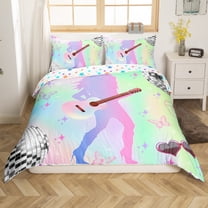 Manfei Music Guitar Girl 2-Piece Comforter Cover Toddler Size,Old Fashion Disco Ball Bedding Sets Toddler Size,Dreamy Princess Ultra Soft Bed Set,Lightweight Room Decor(No Comforter)