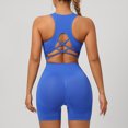 thumbnail image 6 of RFQWOVSR Women 2 Piece Cross Back Workout Set High Support Sports Bra with High Waist Peach Hip Shorts Yoga Outfit M, 6 of 6