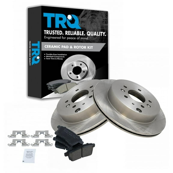 TRQ Rear Brake Pad & Rotor Kit Brake Pads Brake Rotor Ceramic Fits Select 2007-2012 Mazda CX-7