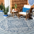 thumbnail image 2 of SAFAVIEH Courtyard Joey Medallion Indoor/Outdoor Area Rug, Light Grey/Navy, 6'7" x 6'7" Round, 2 of 12