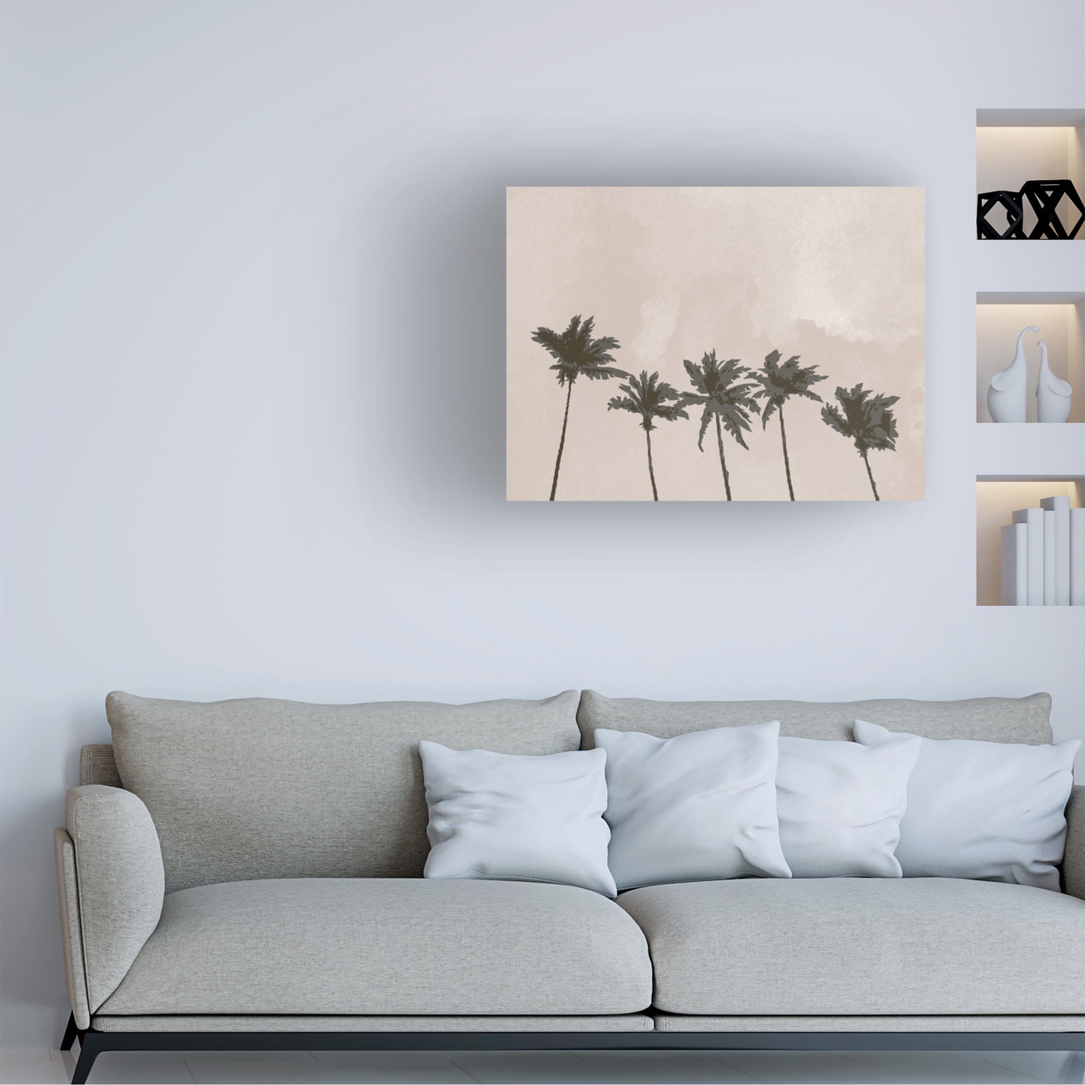 Canvas Wall Art - Pictufy Studio Ii 'Windy Palm Trees' Wall Art for Living Room, Bedroom, or Office Décor by Trademark Fine Art - 47 x 35 Inches