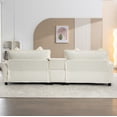 thumbnail image 3 of EUROCO 112.6" Sectional Sofa Couch, Chenille Upholstered Sofa with 2 Removable Ottoman, 2 USB Ports, 4 Pillows, 2 Cup Holders, Double Cushion Design and Large Storage Box for Living Room, Beige, 3 of 8