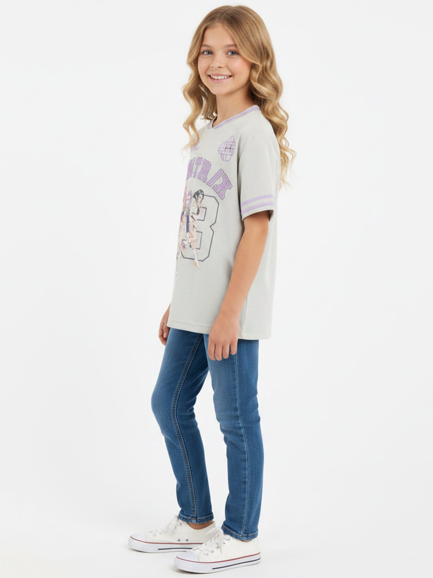 K-Pop Demon Hunters, Girls' & Big Girls' Graphic Jersey Tee, Huntrix Derby Core, Sizes 4-16