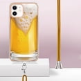 thumbnail image 6 of for iPhone 12 Crossbody Strap Phone Case, Anti-Fall Pattern Clear Design Transparent Soft & Flexible TPU Drop and Shockproof Protective Cover with Adjustable Nylon Neck Strap, Draft Beer, 6 of 7