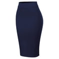 thumbnail image 3 of MixMatchy Women's Waist Band Midi Stretchy Ponte Basic Knee Pencil Skirt, 3 of 4