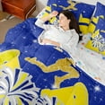 thumbnail image 4 of Castle Fairy Cheer Theme Bedding Comforter Set 7 Pieces,Yellow Blue Full Bedding Set Lightweight for Adults Female Women,Dreamy Princess Glitter Fitted Sheet Flat Sheet,Lightweight Room Decor, 4 of 8