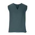 thumbnail image 4 of Mens Tank Top Sleeveless Cotton Shirt Raw Edge Deep V Neck Solid Loose Casual Summer Beach Basic Tank T-Shirt For Men, 4 of 5