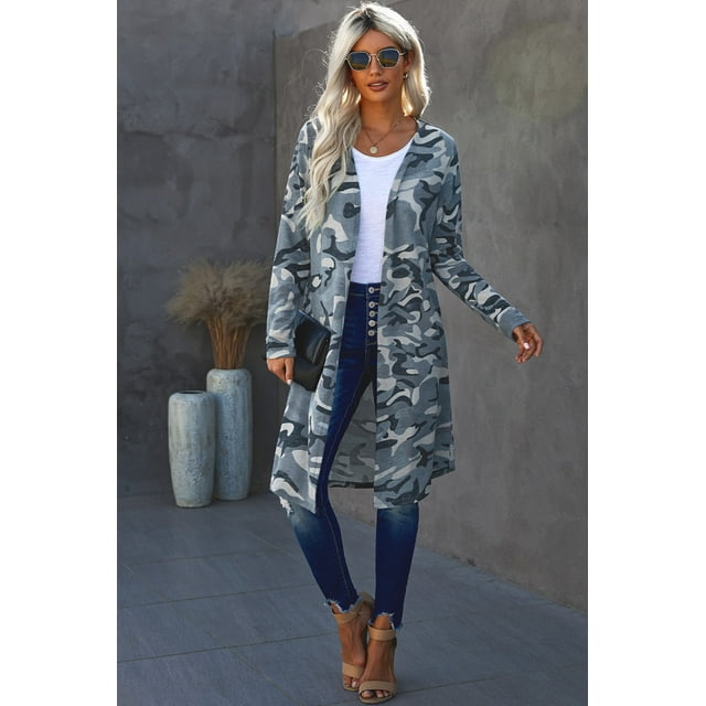 AAMILIFE Mode pour Femmes 2040 Tricot Confortable devant Ouvert à Manches Longues Pull en Cardigan