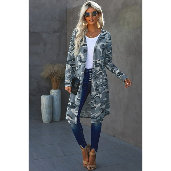 AAMILIFE Mode pour Femmes 2040 Tricot Confortable devant Ouvert à Manches Longues Pull en Cardigan