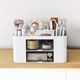 thumbnail image 6 of Desk Organizer With 2 Drawer Multi Functional Pencil For Desk, 7-Compartment Plastic Desktop Caddy, 7.67 x 5.51 x 3.93 in, No-Assembly Storage Box for Office, Study, Home, 6 of 6