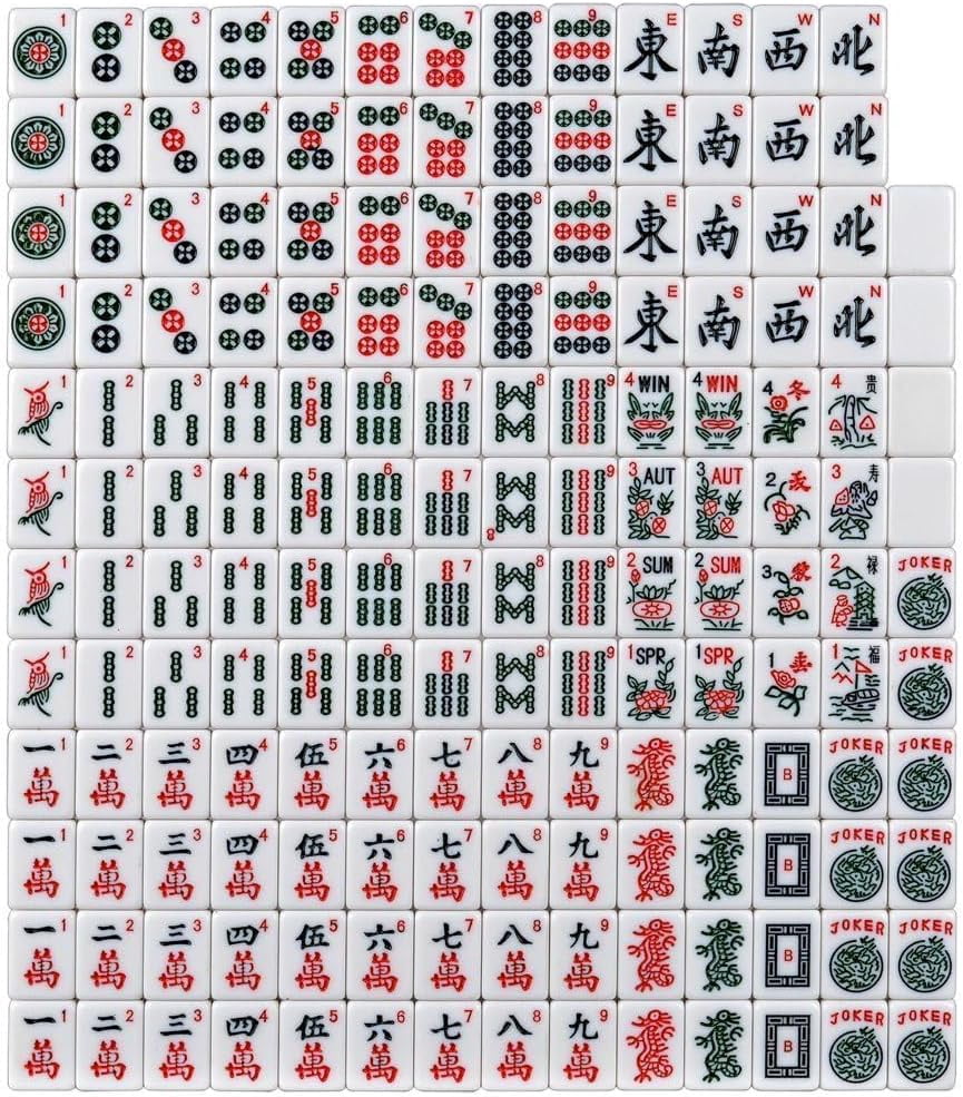 American Mah Jongg Complete Set, 166 Tiles with All-in-one Combo Rack with Soft Bag