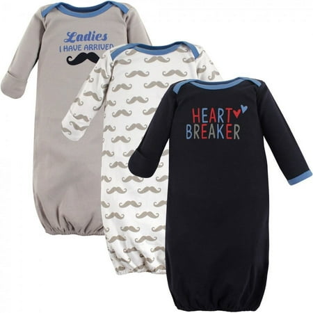 UPC: 0660168330229 | Luvable Friends Baby Boy Cotton Long-Sleeve Gowns 3pk  Heartbreaker  0-6 Months