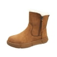thumbnail image 1 of Womens Snow Boots Zipper Up Plush Fleece Line Suede Upper Thick Bottom Solid Color Non Slip Winter Ankle Boots Round Toe Flat Soled Short Tube Plus Velvet Thickened Warm Boots Yellow, 1 of 8