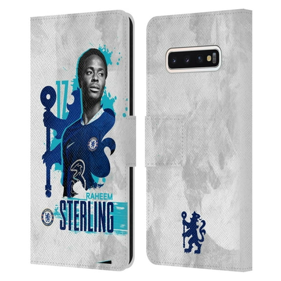 Head Case Designs Officially Licensed Chelsea Football Club 2022/23 First Team Raheem Sterling Leather Book Wallet Case Cover Compatible with Samsung Galaxy S10