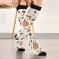 thumbnail image 5 of FORMRS Womens Knee High Socks Casual Long Thick Travel Daily Wear, 2 Pairs, Beige Fall Leaves, 5 of 6