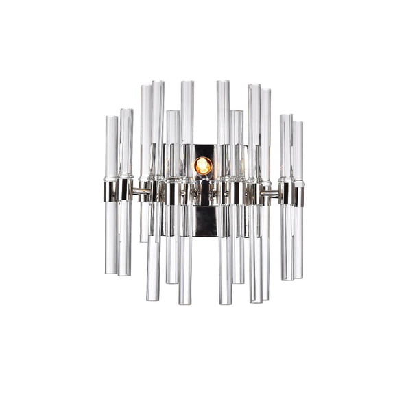 CWI Lighting Miroir 2 Light Transitional Metal Wall Light in Polished Nickel