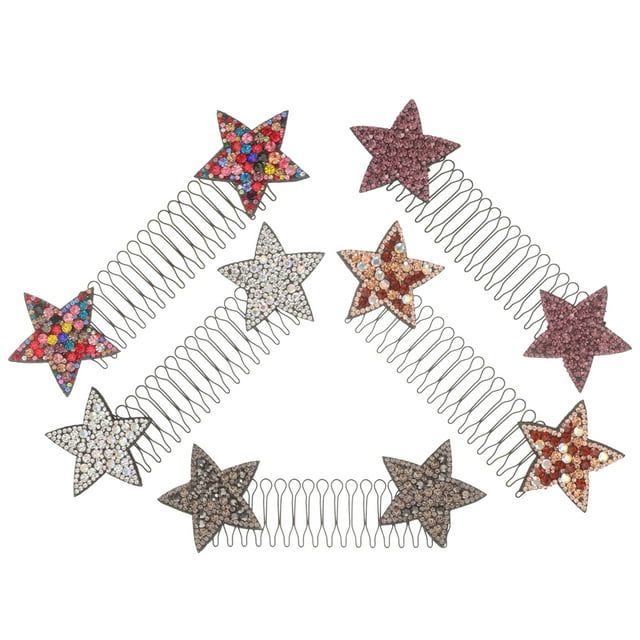 Shisuyan 5pcs Hair Finishing Combs Back Head Barrettes Female Hairpin Star Rhinestone Hair Pin
