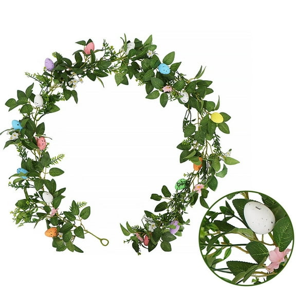 Artificial Easter Egg Garland 6.56 FT Vine Spring Easter Garland With Eggs Spring Garland Pastel Garland Vine String For Easter Springtime Mantle Easter Wall Window Home Indoor Outdoor Decoration