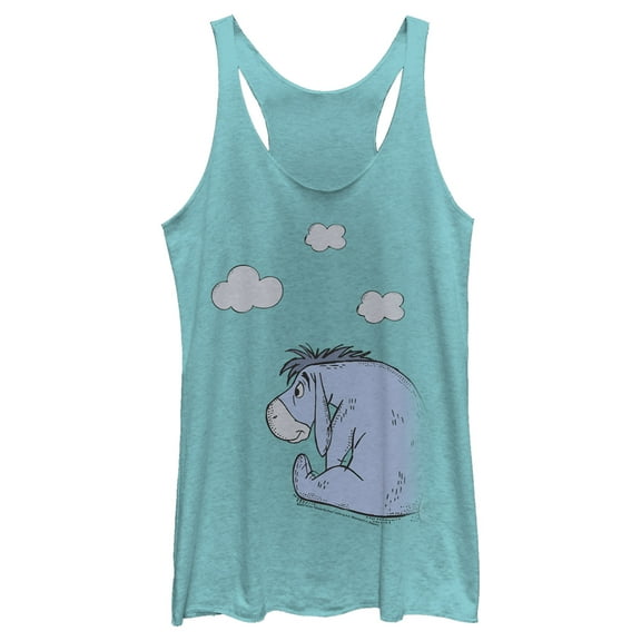 Women's Winnie the Pooh Cloudy Eeyore Racerback Tank Top Tahiti Blue X Large