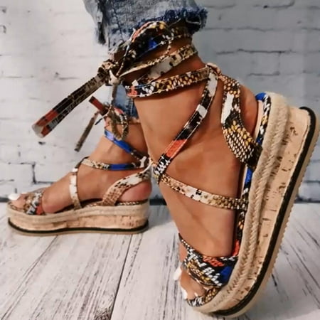

Alueeu Women s sandals New Casual Thick Bottom Horizontal Strap Sandals Female Wedge Heel Women s Shoes